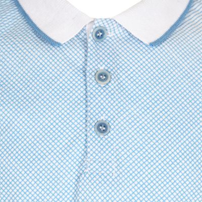 Boys blue geometric print polo shirt